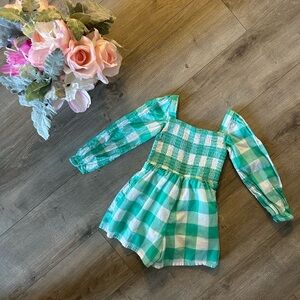 Janie and Jack‎ Green and White Gingham Jumpsuit